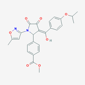 molecular formula C26H24N2O7 B265477 methyl 4-[(3E)-3-{hydroxy[4-(propan-2-yloxy)phenyl]methylidene}-1-(5-methyl-1,2-oxazol-3-yl)-4,5-dioxopyrrolidin-2-yl]benzoate 