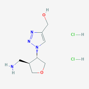molecular formula C8H16Cl2N4O2 B2654774 [1-[(3S,4S)-4-(Aminomethyl)oxolan-3-yl]triazol-4-yl]methanol;dihydrochloride CAS No. 2243505-97-5