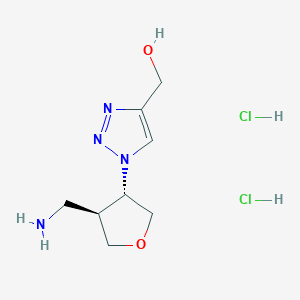 molecular formula C8H16Cl2N4O2 B2654774 [1-[(3S,4S)-4-(氨甲基)氧杂环-3-基]三唑-4-基]甲醇；二盐酸盐 CAS No. 2243505-97-5