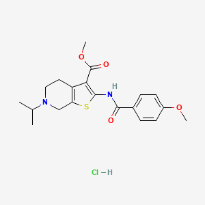 molecular formula C20H25ClN2O4S B2654778 Methyl 6-isopropyl-2-(4-methoxybenzamido)-4,5,6,7-tetrahydrothieno[2,3-c]pyridine-3-carboxylate hydrochloride CAS No. 1207336-52-4