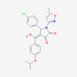 molecular formula C24H21ClN2O5 B265478 5-(4-chlorophenyl)-3-hydroxy-4-(4-isopropoxybenzoyl)-1-(5-methyl-3-isoxazolyl)-1,5-dihydro-2H-pyrrol-2-one 