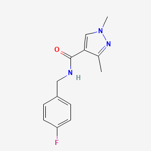 molecular formula C13H14FN3O B2654781 N-[(4-氟苯基)甲基]-1,3-二甲基吡唑-4-甲酰胺 CAS No. 1005679-67-3