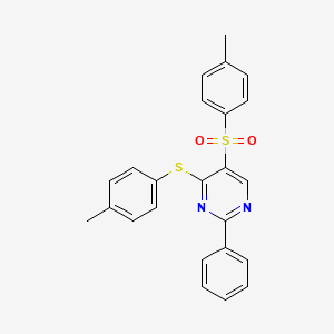 molecular formula C24H20N2O2S2 B2654784 4-Methylphenyl 4-[(4-methylphenyl)sulfanyl]-2-phenyl-5-pyrimidinyl sulfone CAS No. 478080-81-8