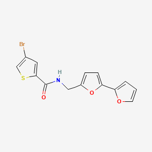 molecular formula C14H10BrNO3S B2654786 N-([2,2'-双呋喃]-5-基甲基)-4-溴噻吩-2-甲酰胺 CAS No. 2034437-21-1