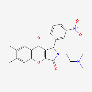 molecular formula C23H23N3O5 B2654808 2-(2-(二甲氨基)乙基)-6,7-二甲基-1-(3-硝基苯基)-1,2-二氢色烯并[2,3-c]吡咯-3,9-二酮 CAS No. 631889-16-2