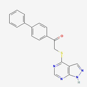 molecular formula C19H14N4OS B2654813 1-(biphenyl-4-yl)-2-(1H-pyrazolo[3,4-d]pyrimidin-4-ylsulfanyl)ethanone CAS No. 732271-57-7