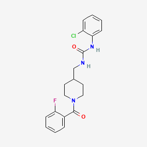molecular formula C20H21ClFN3O2 B2654816 1-(2-Chlorophenyl)-3-((1-(2-fluorobenzoyl)piperidin-4-yl)methyl)urea CAS No. 1235348-38-5