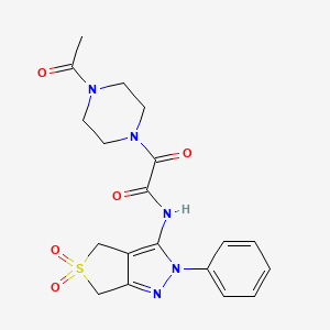 molecular formula C19H21N5O5S B2654817 2-(4-乙酰哌嗪-1-基)-N-(5,5-二氧化-2-苯基-4,6-二氢-2H-噻吩并[3,4-c]吡唑-3-基)-2-氧代乙酰胺 CAS No. 899989-18-5