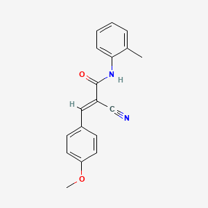 molecular formula C18H16N2O2 B2654818 （E）-2-氰基-3-(4-甲氧基苯基)-N-(2-甲基苯基)丙-2-烯酰胺 CAS No. 345258-28-8