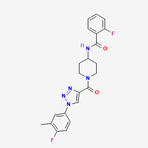 2-fluoro-N-(1-(1-(4-fluoro-3-methylphenyl)-1H-1,2,3-triazole-4-carbonyl)piperidin-4-yl)benzamide