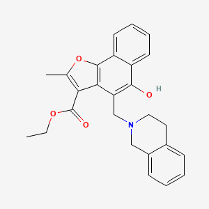 molecular formula C26H25NO4 B2654823 4-(3,4-二氢异喹啉-2(1H)-基甲基)-5-羟基-2-甲基萘[1,2-b]呋喃-3-羧酸乙酯 CAS No. 438488-44-9