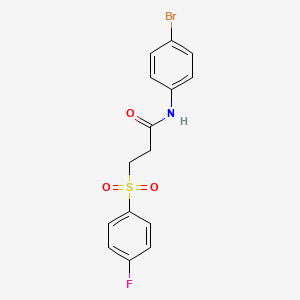 molecular formula C15H13BrFNO3S B2654828 N-(4-bromophenyl)-3-(4-fluorophenyl)sulfonylpropanamide CAS No. 895449-48-6