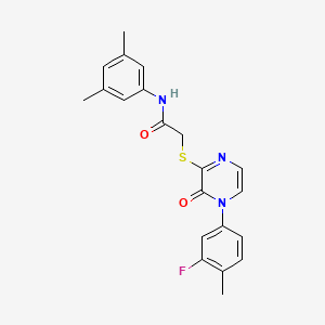 molecular formula C21H20FN3O2S B2654833 N-(3,5-dimethylphenyl)-2-[4-(3-fluoro-4-methylphenyl)-3-oxopyrazin-2-yl]sulfanylacetamide CAS No. 899944-75-3