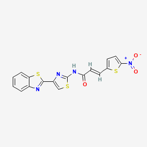 molecular formula C17H10N4O3S3 B2654834 (E)-N-(4-(benzo[d]thiazol-2-yl)thiazol-2-yl)-3-(5-nitrothiophen-2-yl)acrylamide CAS No. 477535-93-6