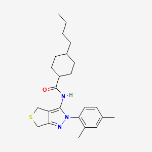 molecular formula C24H33N3OS B2654836 4-butyl-N-(2-(2,4-dimethylphenyl)-4,6-dihydro-2H-thieno[3,4-c]pyrazol-3-yl)cyclohexanecarboxamide CAS No. 396724-08-6