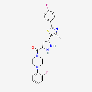 molecular formula C24H21F2N5OS B2654841 [5-[2-(4-Fluorophenyl)-4-methyl-1,3-thiazol-5-yl]pyrazolidin-3-yl]-[4-(2-fluorophenyl)piperazin-1-yl]methanone CAS No. 1239968-07-0