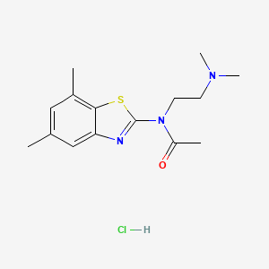 molecular formula C15H22ClN3OS B2654844 盐酸N-(2-(二甲氨基)乙基)-N-(5,7-二甲基苯并[d]噻唑-2-基)乙酰胺 CAS No. 1215377-08-4