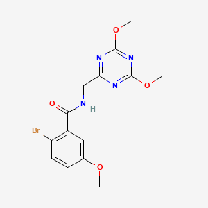 molecular formula C14H15BrN4O4 B2654849 2-bromo-N-((4,6-dimethoxy-1,3,5-triazin-2-yl)methyl)-5-methoxybenzamide CAS No. 2034358-04-6