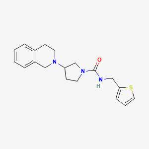 molecular formula C19H23N3OS B2654872 3-(3,4-二氢异喹啉-2(1H)-基)-N-(噻吩-2-甲基)吡咯烷-1-甲酰胺 CAS No. 1904135-70-1