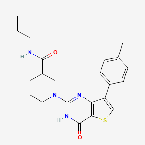 molecular formula C22H26N4O2S B2654877 1-[7-(4-甲苯基)-4-氧代-3,4-二氢噻吩并[3,2-d]嘧啶-2-基]-N-丙基哌啶-3-甲酰胺 CAS No. 1243058-50-5