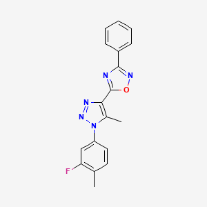 molecular formula C18H14FN5O B2654879 5-[1-(3-氟-4-甲基苯基)-5-甲基-1H-1,2,3-三唑-4-基]-3-苯基-1,2,4-恶二唑 CAS No. 895093-48-8