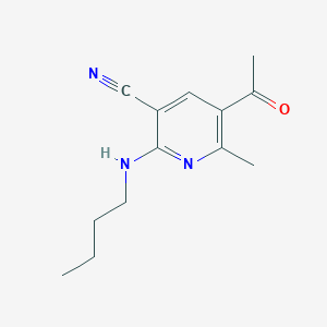 molecular formula C13H17N3O B2654882 5-乙酰基-2-(丁氨基)-6-甲基烟酸腈 CAS No. 306979-86-2