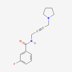 molecular formula C15H17FN2O B2654884 3-fluoro-N-(4-(pyrrolidin-1-yl)but-2-yn-1-yl)benzamide CAS No. 1396879-42-7