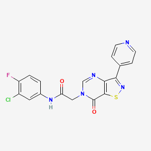 molecular formula C18H11ClFN5O2S B2654891 N-(3-chloro-4-fluorophenyl)-2-(7-oxo-3-(pyridin-4-yl)isothiazolo[4,5-d]pyrimidin-6(7H)-yl)acetamide CAS No. 1251601-05-4