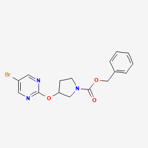 molecular formula C16H16BrN3O3 B2654896 Benzyl 3-[(5-bromopyrimidin-2-yl)oxy]pyrrolidine-1-carboxylate CAS No. 2097895-28-6