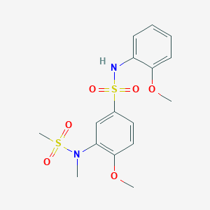 molecular formula C16H20N2O6S2 B2654898 4-methoxy-N-(2-methoxyphenyl)-3-[methyl(methylsulfonyl)amino]benzenesulfonamide CAS No. 881935-85-9