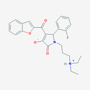 molecular formula C26H27FN2O4 B265490 (E)-1-benzofuran-2-yl{1-[3-(diethylammonio)propyl]-2-(2-fluorophenyl)-4,5-dioxopyrrolidin-3-ylidene}methanolate 