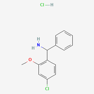 molecular formula C14H15Cl2NO B2654907 (4-氯-2-甲氧基苯基)-苯甲胺;盐酸盐 CAS No. 2241130-16-3