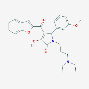 molecular formula C27H30N2O5 B265491 4-(1-benzofuran-2-ylcarbonyl)-1-[3-(diethylamino)propyl]-3-hydroxy-5-(3-methoxyphenyl)-1,5-dihydro-2H-pyrrol-2-one 