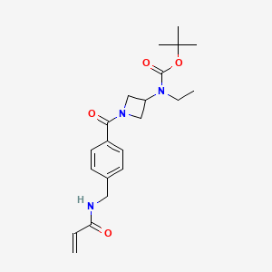 molecular formula C21H29N3O4 B2654922 Tert-butyl N-ethyl-N-[1-[4-[(prop-2-enoylamino)methyl]benzoyl]azetidin-3-yl]carbamate CAS No. 2361844-15-5