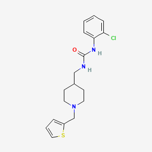 molecular formula C18H22ClN3OS B2654944 1-(2-Chlorophenyl)-3-((1-(thiophen-2-ylmethyl)piperidin-4-yl)methyl)urea CAS No. 1211841-17-6