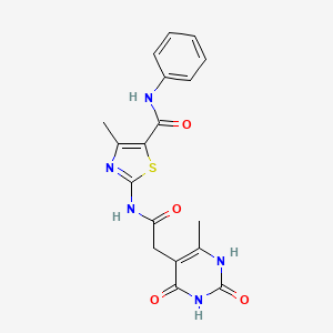 4-methyl-2-(2-(6-methyl-2,4-dioxo-1,2,3,4-tetrahydropyrimidin-5-yl)acetamido)-N-phenylthiazole-5-carboxamide