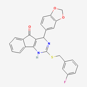 4-(1,3-benzodioxol-5-yl)-2-[(3-fluorobenzyl)sulfanyl]-1,4-dihydro-5H-indeno[1,2-d]pyrimidin-5-one