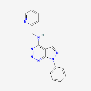 molecular formula C16H13N7 B2654988 7-苯基-N-(吡啶-2-基甲基)-7H-吡唑并[3,4-d][1,2,3]三嗪-4-胺 CAS No. 1251543-86-8