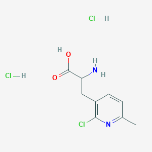 molecular formula C9H13Cl3N2O2 B2654996 2-氨基-3-(2-氯-6-甲基吡啶-3-基)丙酸;二盐酸盐 CAS No. 2416231-46-2