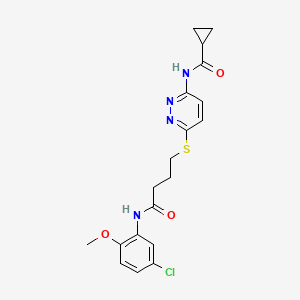 molecular formula C19H21ClN4O3S B2654998 N-(6-((4-((5-chloro-2-methoxyphenyl)amino)-4-oxobutyl)thio)pyridazin-3-yl)cyclopropanecarboxamide CAS No. 1021253-51-9
