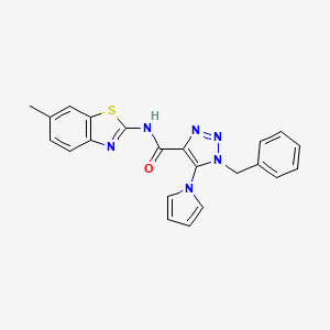 molecular formula C22H18N6OS B2655000 1-benzyl-N-(6-methyl-1,3-benzothiazol-2-yl)-5-(1H-pyrrol-1-yl)-1H-1,2,3-triazole-4-carboxamide CAS No. 1798541-85-1