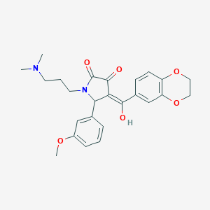 molecular formula C25H28N2O6 B265501 4-(2,3-dihydro-1,4-benzodioxin-6-ylcarbonyl)-1-[3-(dimethylamino)propyl]-3-hydroxy-5-(3-methoxyphenyl)-1,5-dihydro-2H-pyrrol-2-one 