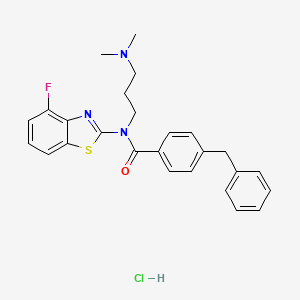 molecular formula C26H27ClFN3OS B2655016 4-benzyl-N-(3-(dimethylamino)propyl)-N-(4-fluorobenzo[d]thiazol-2-yl)benzamide hydrochloride CAS No. 1215773-45-7