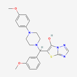 molecular formula C23H25N5O3S B2655019 5-((3-Methoxyphenyl)(4-(4-methoxyphenyl)piperazin-1-yl)methyl)thiazolo[3,2-b][1,2,4]triazol-6-ol CAS No. 868220-52-4