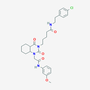 molecular formula C30H31ClN4O5 B2655028 N-[2-(4-chlorophenyl)ethyl]-5-[1-[2-(3-methoxyanilino)-2-oxoethyl]-2,4-dioxo-4a,5,6,7,8,8a-hexahydroquinazolin-3-yl]pentanamide CAS No. 899910-17-9