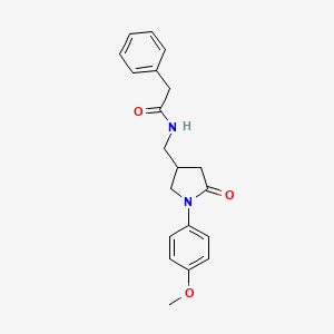 molecular formula C20H22N2O3 B2655029 N-((1-(4-methoxyphenyl)-5-oxopyrrolidin-3-yl)methyl)-2-phenylacetamide CAS No. 954652-64-3