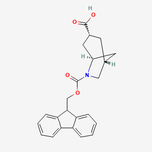 molecular formula C23H23NO4 B2655037 (1R,3R,5R)-6-(9H-Fluoren-9-ylmethoxycarbonyl)-6-azabicyclo[3.2.1]octane-3-carboxylic acid CAS No. 2375248-95-4