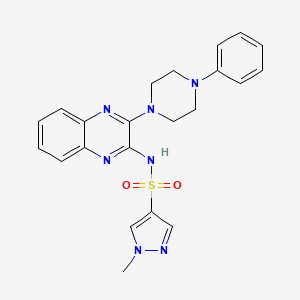 molecular formula C22H23N7O2S B2655038 1-methyl-N-(3-(4-phenylpiperazin-1-yl)quinoxalin-2-yl)-1H-pyrazole-4-sulfonamide CAS No. 1795478-71-5