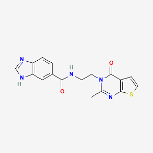 molecular formula C17H15N5O2S B2655039 N-(2-(2-methyl-4-oxothieno[2,3-d]pyrimidin-3(4H)-yl)ethyl)-1H-benzo[d]imidazole-5-carboxamide CAS No. 1903883-45-3