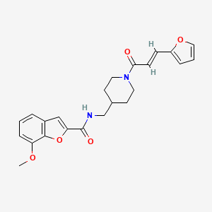 molecular formula C23H24N2O5 B2655043 (E)-N-((1-(3-(呋喃-2-基)丙烯酰)哌啶-4-基)甲基)-7-甲氧基苯并呋喃-2-甲酰胺 CAS No. 1235691-45-8